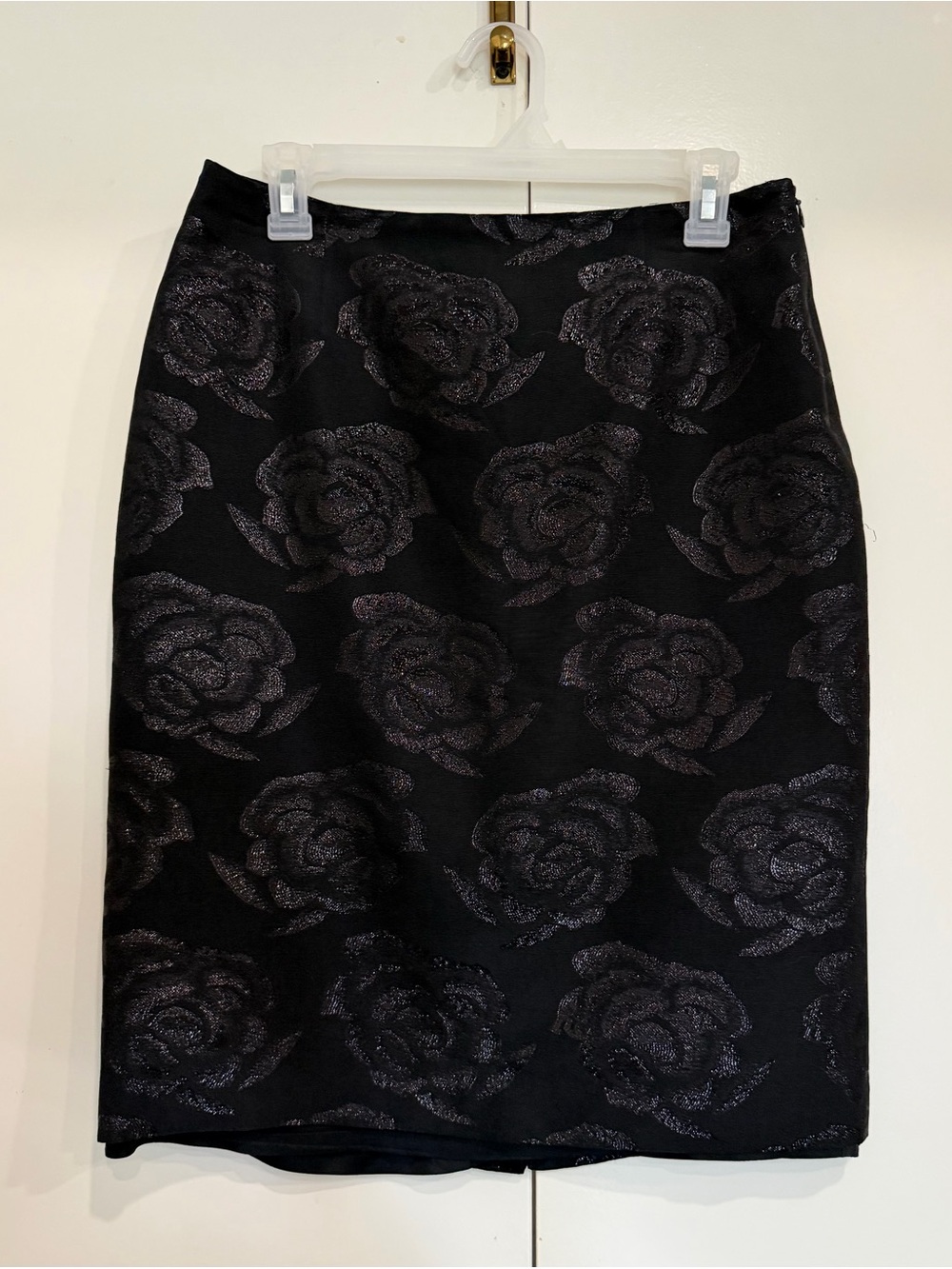 The Limited Black Floral Metallic Sparkle Pencil Skirt